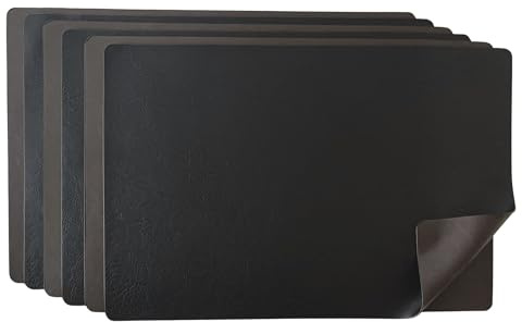G.schmückt Platzset Kunstleder 6er Set, Wendbares Tischset abwaschbar, Tischunterlage Esstisch 45x30cm, Platzdeckchen PU Modern (Schwarz/Braun)
