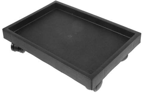 BESPORTBLE Support à Plantes à roulettes Rectangulaire en Verre Trempé Plateau Récupérateur D’Eau Étanche Base Mobile Renforcée pour Pots de Fleurs Intérieur et Extérieur Chariot de