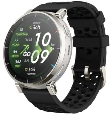Amazfit Active 3 Premium 45mm GPS Lauf-Smartwatch, 1,32 AMOLED Saphir-Display, 12 Tage Akku, 4GB, NFC, Offline-Karten, 170+ Trainingsmodi, 5 ATM, Herzfrequenz- & Fitness-Tracker für Android & iPhone