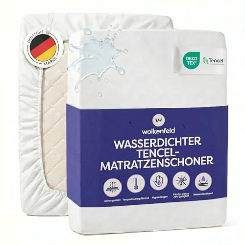Wolkenfeld Matratzenschutz Wasserdicht 180x200cm Premium aus Tencel - Atmungsaktiver und thermoregulierender Matratzenschoner - gegen Flüssigkeiten, Milben und Bakterien - Für Matratzen bis 30 cm Höhe