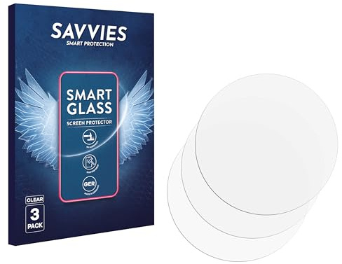 Savvies Schutzglas für | Kreisrunde Displays (ø: 54 mm) 3 Stück Transparenter Displayschutz Made in Germany Panzer Schutz Glas 9H Schutzfolie Klar
