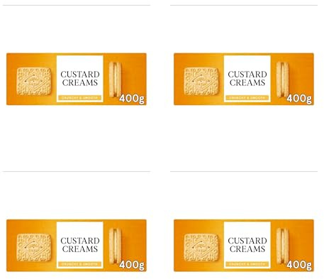 Bizzal Custard Creams Biscuits, Crunchy & Smooth, 400g, Pack of 4