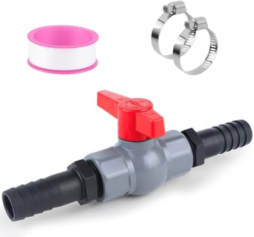 EVBOTGEE PVC Kugelhahn mit Schlauchverbinder, 1 Zoll (32mm) Absperrventil mit Schlauchtülle 25mm, ideal für Pool, Teichbau und Bewässerung – Robustes Absperrventil für Schläuche