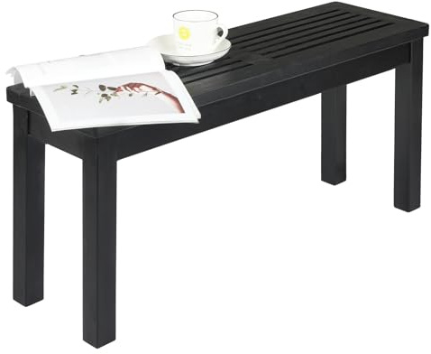 VINGLI Gartenbank Holz 2-3 Sitzer,Balkonbank Wetterfest,Gartenbank ohne lehne,Sitzbank Outdoor,für Terrasse, Hof und Eingangsbereich,100 * 30 * 47,5cm, Schwarz