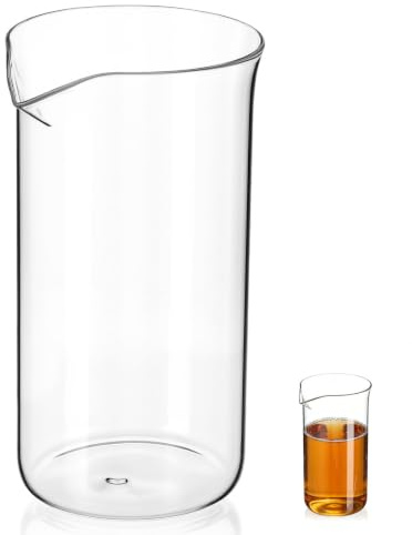 Hoement 350ml Glass Coffee Extract Cup Replacement for Press-Style Coffee and Tea Maker with Spout Design and Easy Installation Suitable for Home Brewing