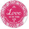 24 STICKER: Love is in the Air – Bitte kräftig pusten Schöne Etiketten mit romantischen Ornamenten und Herz für Seifenblasen-Verpackungen zur Hochzeit • Papieraufkleber: 4 cm, rund, matt in Fuchsia