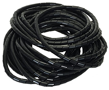 Alkan Kabelspirale schwarz Bündelbereich Ø 9-65 mm 10 m Spiralschlauch | Schwarzer Kabelschutz, flexible Kabelspirale/Spiralband zur Kabelbündelung für PC, Büro, Werkstatt & Haushalt