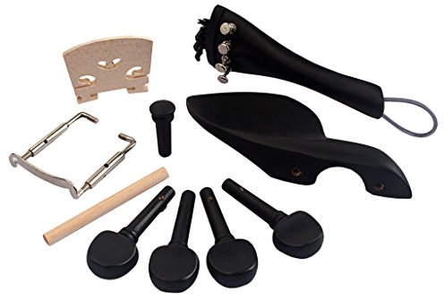 Geigen Zubehör Set, . Kinnrest, Endbolzen , Tailpiece Saitenhalter, Stimmwirbel, Brücke, Zange, Stimmstock Geeignet für 4/4 Violine