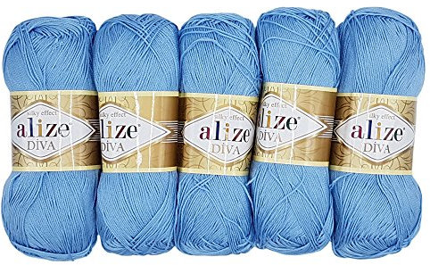 Alize 5 x 100g Diva Batik Wolle, 500 Gramm merzerisierte Strickwolle Acrylwolle