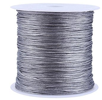 GLOGLOW 20 Farben 100 m x 0,8 mm Rattail Satin Nylon Trim Kordel Chinesischer Knoten für Halskette Armband Aufreihmaterialien Grau