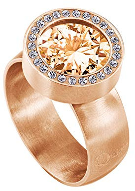 Quiges in Acciaio Opaco Oro Rosa zirconi Anello 12 mm Mini Portamonete intercambiabili Zirconia Moneta in Diverse Dimensioni e Acciaio Inossidabile, 12,5, Colore: Peach Zircon, cod. SLSRS50917