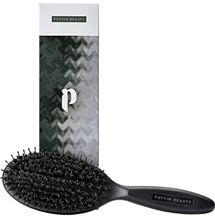 Pony Puffin Haarbürste - Balmy Brush Bürste Buchenholz Wildschweinborsten Hilft bei Trockenem Und Fettigem Haar Kamm Haarpflege Haarstyling