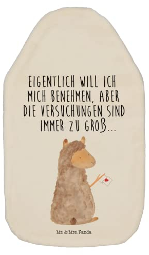 Mr. & Mrs. Panda Wärmflasche Alpaka Fahne - Geschenk, Kleine Wärmflasche, Wärmekissen, Liebe, Wärmflaschenbezug, Lamas, Bettflasche, Alpakas,