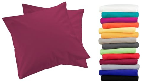 Moon 2er Pack Luxury Linon Kissenbezug 100% Baumwolle-beere-50x50