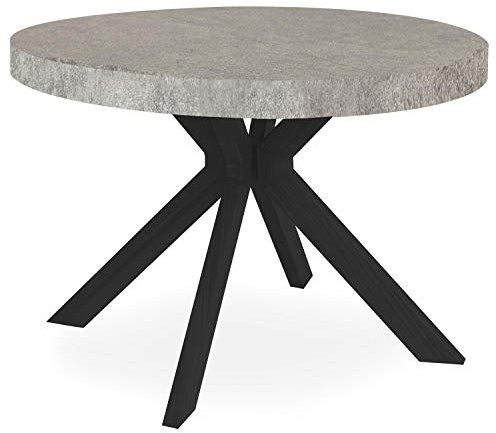 Menzzo Table Ronde Extensible Myriade Noir et Effet Béton