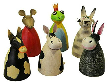 Klocke Dekorationsbedarf Hochwertige Zaunhocker im Sparset – Pfostenhocker/Zaunfigur Metall – Gartendekoration Zaungucker – Deko Tierfiguren/Gartenfiguren (Tiere - 6er Set)