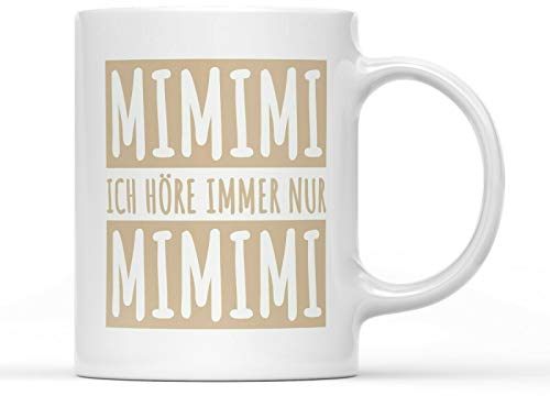 tshirtladen Tasse Mimimi ich hör immer nur Mimimi Tasse mit Spruch schwarz lustige Büro Spruchtasse 300ml Kaffeetasse Statement Becher aus Keramik für Arbeit und Alltag