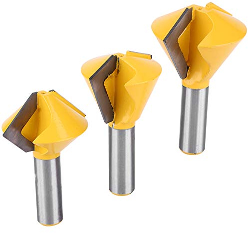 Fafeicy 3 Stück Bird's Mouth Kleber Joint Router Bit, Hartmetallfräser, 1/2 Schaft, für Massivholz, Hartholz, Spanplatte