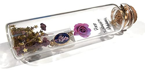 BLUME Flasche Glas Nachricht Kirschbaum Japan Dekoration Stern Harz Perle lila rosa Herz Gold Muttertag Weihnachtsgeschenk Geburtstag Mutter Geschenke Grußkarte