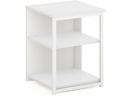 Furinno Camnus Modern Living Beistelltisch, Nachttisch, Solid White (weiß)/Weiß, 38.6(W) x 51.1(H) x 39.9(D) cm