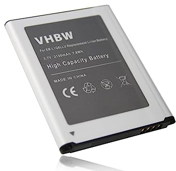 vhbw batteria compatibile con Samsung Galaxy GT-i9301, S3 Neo, S3, GT-i9305 LTE, GT-i9305, S3 LTE smartphone cellulare (2100mAh, 3,7V, Li-Ion)