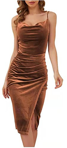 Ni_ka Robe De Cocktail Longue Moulante Epaule Denudee Robes De SoiréE Fendu Dress sans Manches à Bretelles Sexy Dresses Noir Blanc Taille S à 3XL