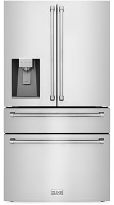 ZLINE 36 in. 21.6 cu. ft. Counter-Depth French Door Refrigerator with Water and Ice Dispenser in Fingerprint-Resistant Stainless Steel (RFM-W-36)