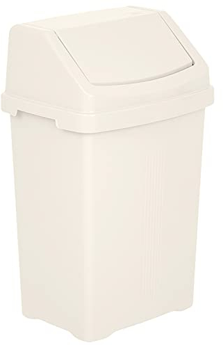 JMS we create smile Soft Cream High Grade Plastic Swing Bin Flip Top Waste Rubbish Kitchen Bin Dustbin (50 Litre)