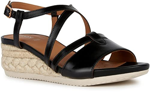 Geox Femme D Ischia Corda Sandales, Noir (Black), 40 EU