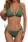 Zuvebamyo Damen Zweiteiliges Bikini Badeanzug Set – Sexy Ripp-Optik Triangle Top, Badeanzüge mit Bindebändern, Cheeky Bikini Sets, Grün , Medium