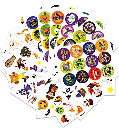 Halloween Adesivi, 16 Fogli di Adesivi per Halloween Decorazioni per Bambini Artigianato Scrapbooking, Artigianato, Biglietto d’auguri