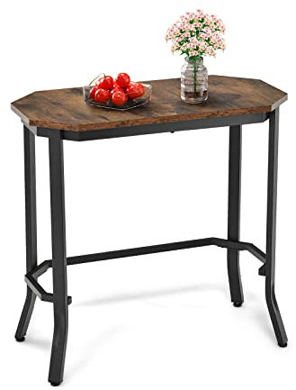 CASART Console Table, Industrial Narrow Sofa Side Table with Adjustable Foot Pads, Metal Frame Hallway Hall Table End Table for Living Room Bedroom Entryway (without Shelves, 64 x 32 x 62cm)