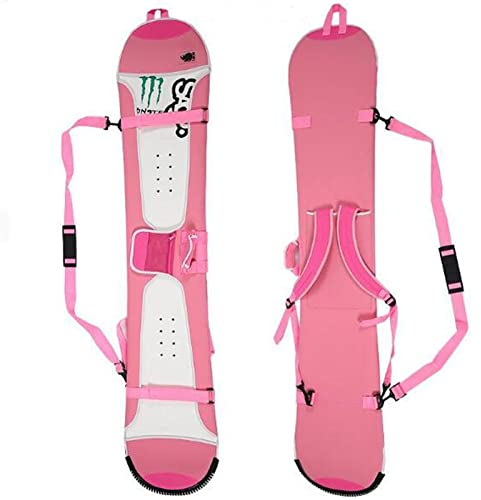WEALTHY73 Tragbare Furnierschutzhülle Allround-Snowboardtasche Aufbewahrungstasche für Skiausrüstung Elastisches SBR-Gewebe, Wasserdicht und Verschleißfest, pink,155CM