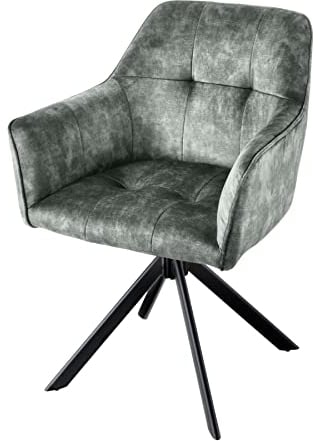Riess Ambiente Design Stuhl LOFT grün Samt drehbar Metallgestell schwarz mit Armlehne