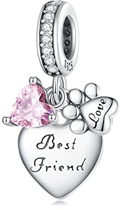 NINGAN beste Freundin 925 Sterling Silber Anhänger charm Ein Geschenk für Freunde aus dem glänzenden Zirkon Anhänger