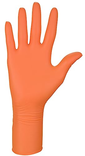 Nitrylex - Unsterile, puderfreie, orangefarbene Untersuchungs- und Schutzhandschuhe aus Nitril zum Einmalgebrauch, Größe Large, 21823