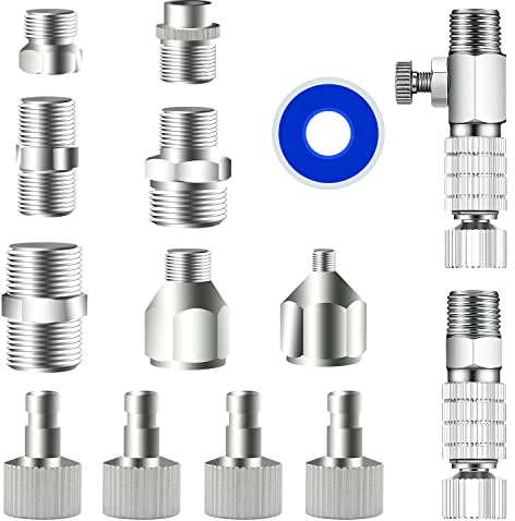 Magicrose 14pcs Airbrush Adapter Set, Airbrush Quick Release Disconnect Couplers, Airbrush Adapter Kit Fitting Connector Kit for Air Compressor, Airbrush Hose