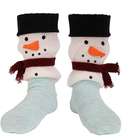 FGFD&OU Socken für Damen Herren Lustige Warme Socken Unisex Thermosocken Stricksocken Winter Dicke, Weihnachtssocken für Mädchen Junge, Weihnachtsgeschenke (Stil1-Schneemann, 39-46)