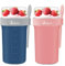 Bugucat Müslibecher to Go 2er Set,Praktischer Joghurtbecher to Go 760ml+230ml,Müsli to Go Becher mit Löffel,Auslaufsicherer Müslibecher Müsli Cup to Go Becher,Müslibox to Go für Picknick,Blau+Rosa