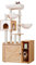 Hey-Brother Arbre pour Chats avec Bac à Aable pour Chats, Arbre à Chat de Style Moderne, Equipé d'une Grande Plateforme, d'un Plateau d'alimentation et de Deux Hamacs, Noyer EMPJ115WB