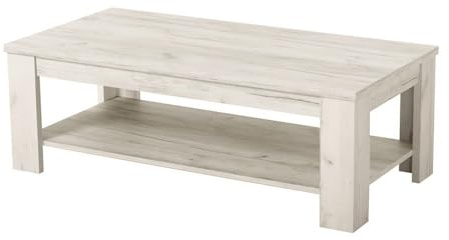 fanmuebles Table basse en chêne blanc avec porte-revues