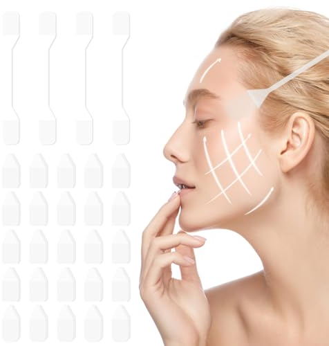 Gsrhzd Face Lift Tape, Hilos Tensores Faciales, 20 Piezas Face Tape Invisible para Levantar la Piel Flácida Las Arrugas con 4 Cuerdas, Cintas Kinesiologicas Faciales Elástico Suave para Rostro Cuello