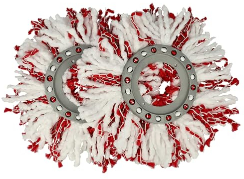 vhbw 2X Wischbezug Ersatz für Leifheit 52094, 52115 für Wischmopp - Ersatzkopf, Mikrofaser Rot Weiß