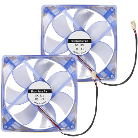 AITRIP 2 Stück LED 12025 12V Lüfter, Bürstenloses Doppelkugellager120 x 120 x 25 mm, 12 cm, 0.35A,120 mm, Gleichstrom, Kühlventilator für Computergehäuse CPU-Kühlern, Heizkörpern