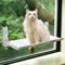 Cat Window Perches, 4 Strong Suction Cups Foldable Cat Bed for Indoor Solid Metal Frame and Soft Reversible Two Fabrics Cover Hold Up to 40lbs. (Grey, L)