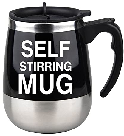 PAHION Elektrischer Eiweiß Shaker Shaker Proteinshake Edelstahl Selbstrührender Becher Batteriebetrieben Für Kaffee, Säfte Cocktails Tee Eiweiss- Und Diätpulver Cup(Black,Battery Fan Blade)