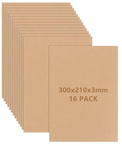 LOPYXBR Lot de 16 panneaux A4 en MDF - 30 x 21 cm - Panneaux en bois MDF de 3 mm - Pour bricolage laser, routeur CNC, modélisation, peinture et décoration