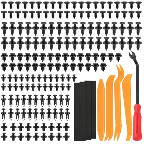 350 Pièces Clips de Fixation Voiture Set, 6 Rivet Plastique à Expansion Différents, Pieces Auto, Clips Peugeot avec Outils de Démontage et Coussinet Spongieux