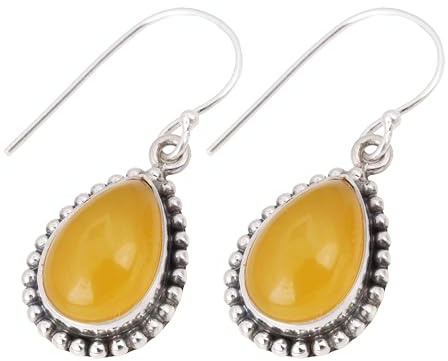 Mango Chalcedon Ohrring Handgemacht 925 Sterling Silber Ohrring Designer Silber Punkte Ohrring
