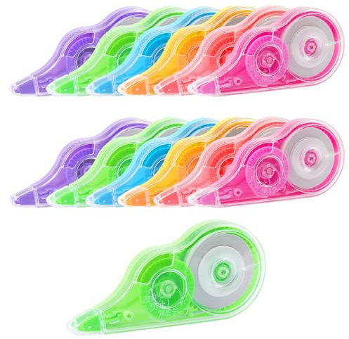 Elepl 12 Pièces Souris Correcteur Blanc 12m x 5 mm Correcteur Correcteur Souris Effaceur Correcteur pour Fourniture Scolaire École Bureau Correcteur Souris (6 Couleurs)